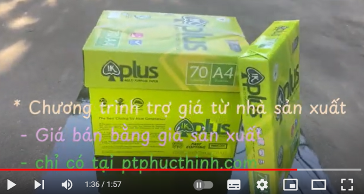 Video giấy ik plus a4 70gsm
