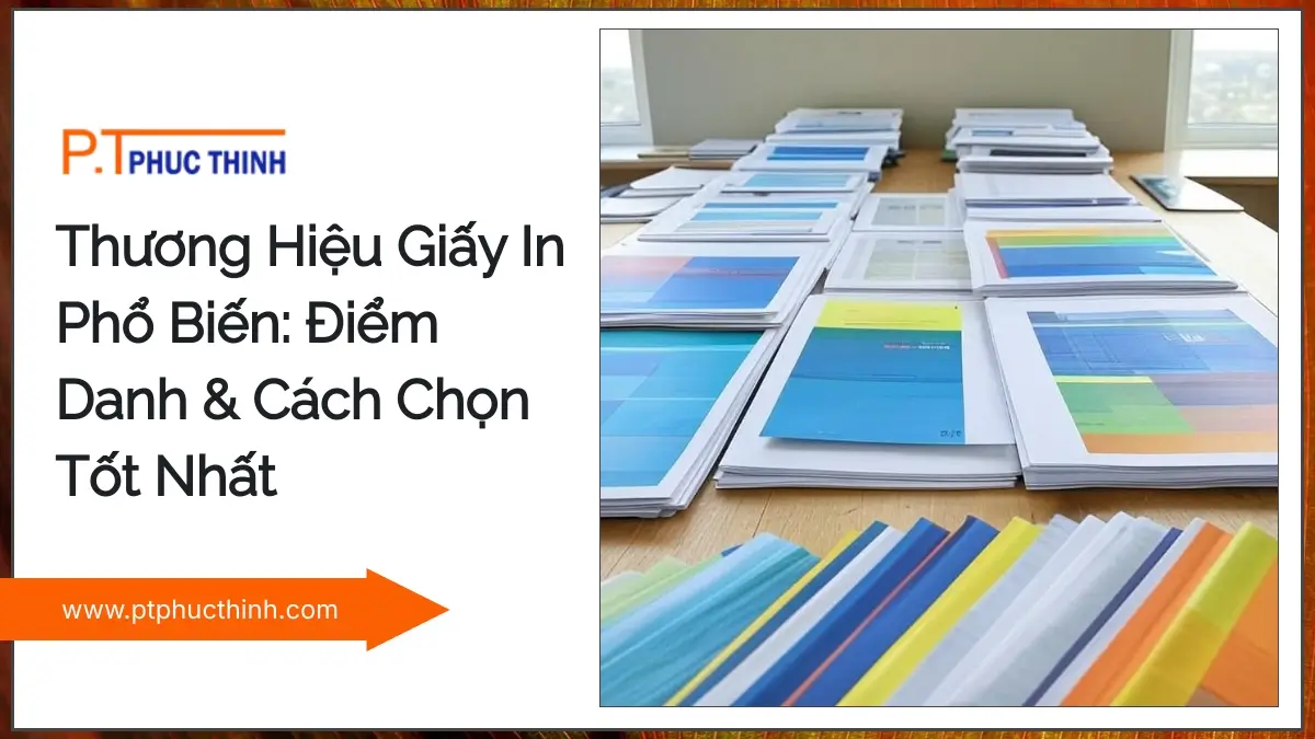 Các thương hiệu giấy in phổ biến như Double A và PaperOne trên bàn làm việc văn phòng, chất lượng cao, chính hãng